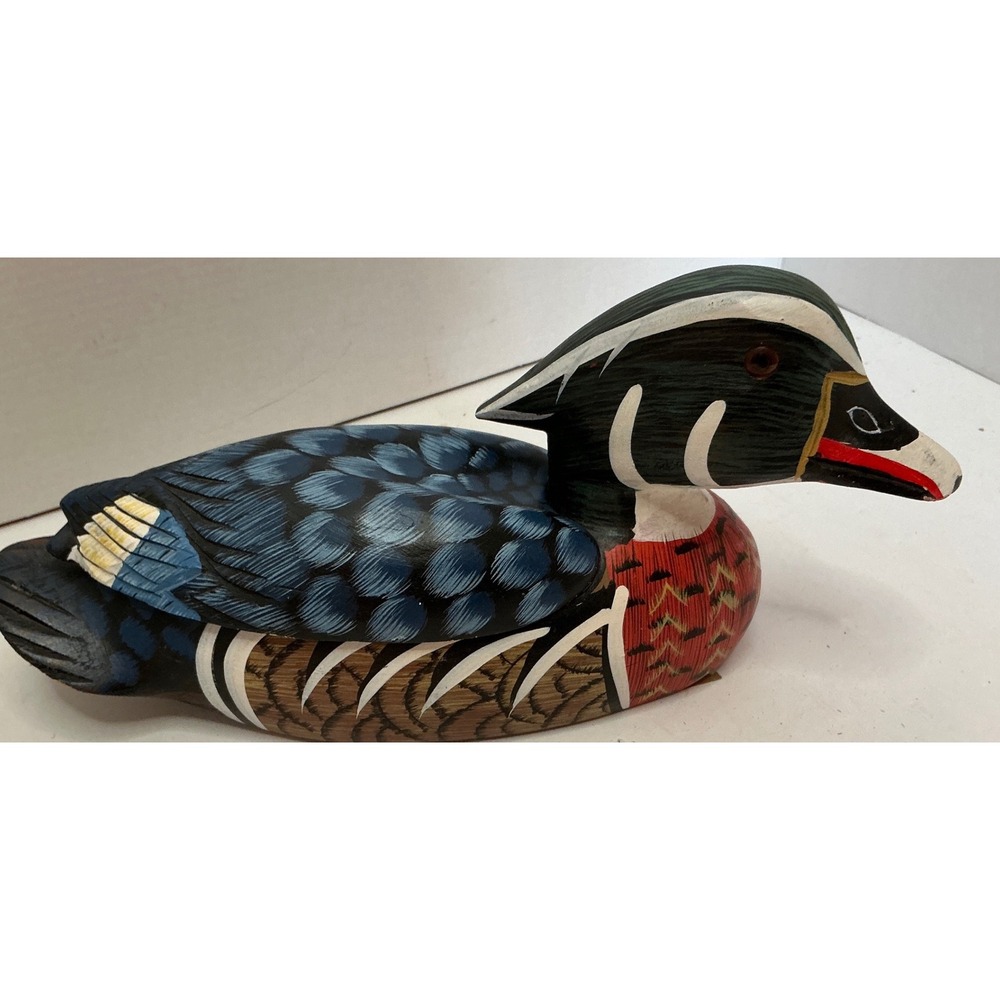 Vintage Wood Duck Decoy Hand Painted‎ Carved Figurine 10 Inch Rustic